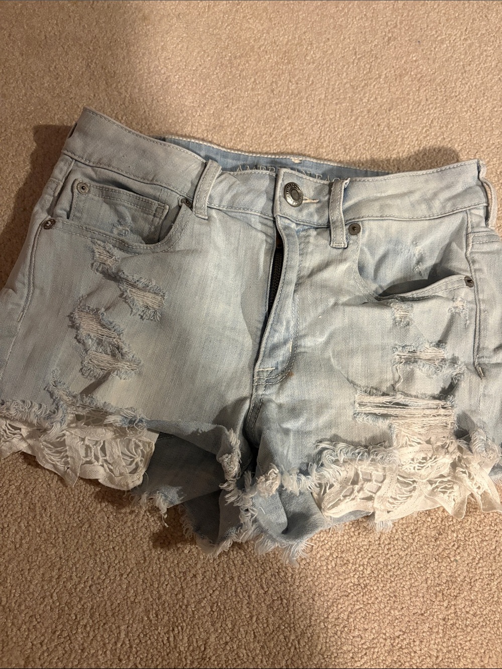 American Eagle Light Blue Distressed Women’s Denim Shorts